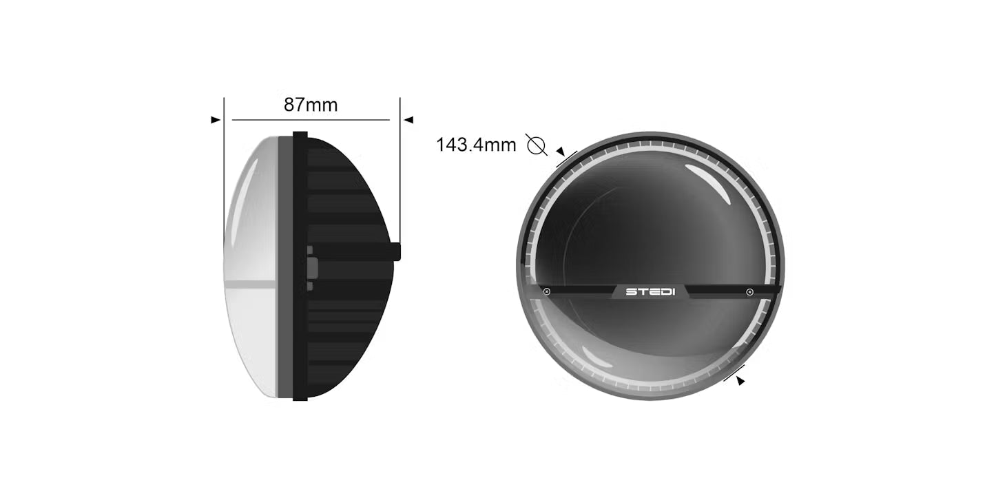 STEDI 5.75 Inch Homage Black 5700K High-Performance LED Headlight Single