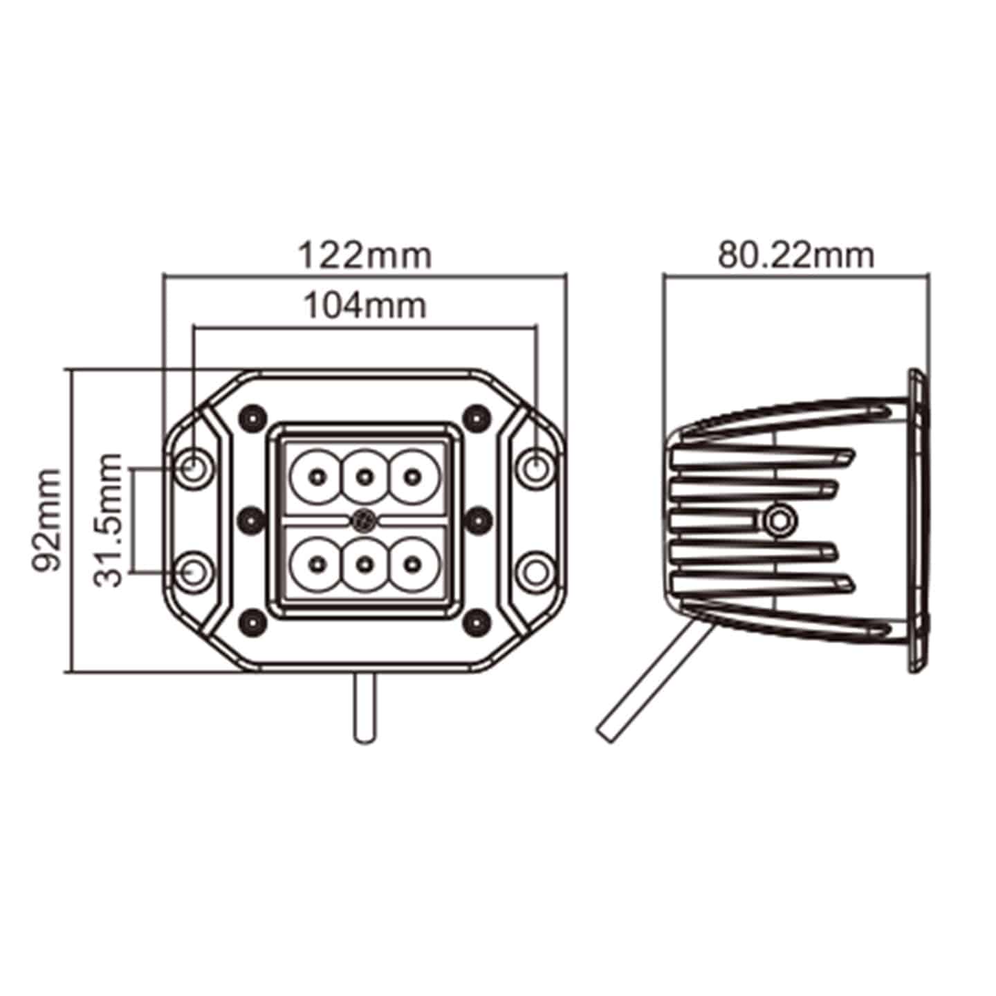 Hella ValueFit Flush Mount 6 LED Cube Light - Off-Road Driving Spot Beam