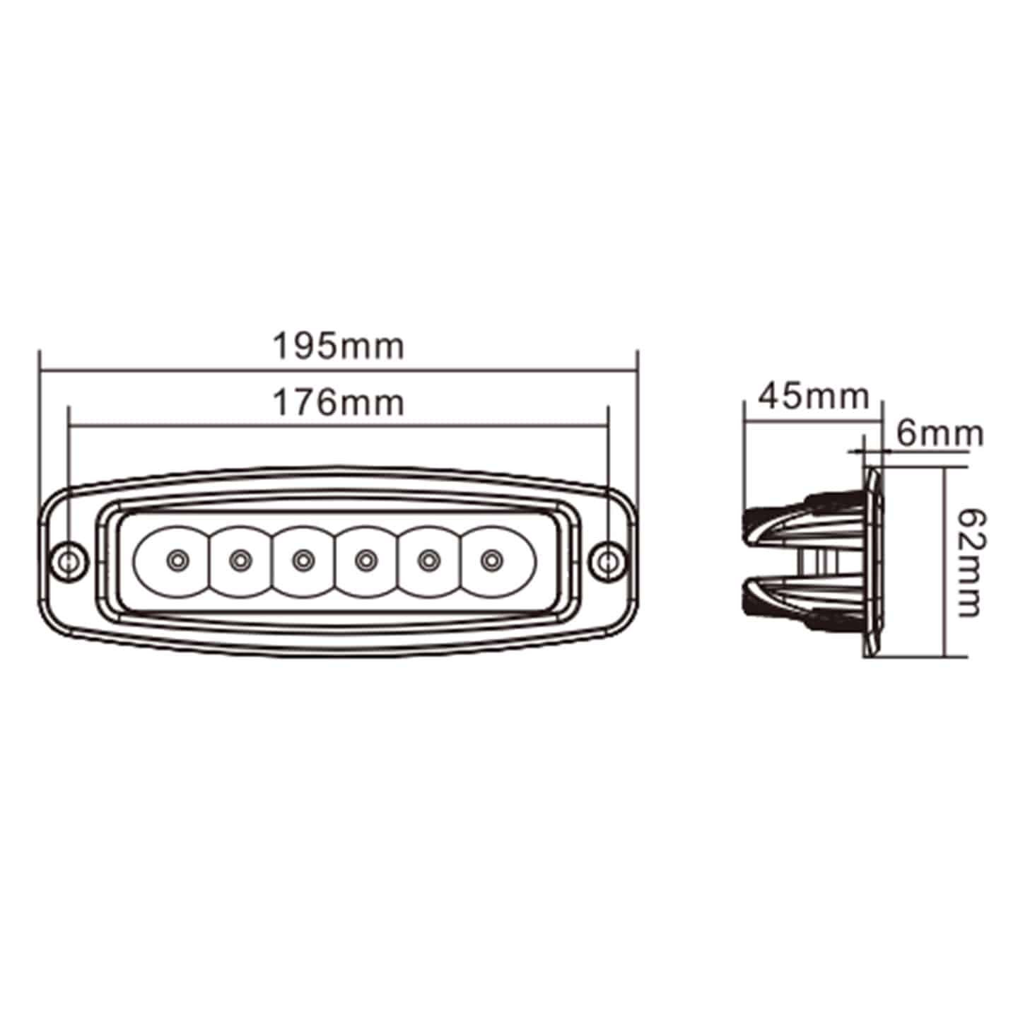 Hella ValueFit Flush Mount 6 LED Long Range Off-Road Light Bar