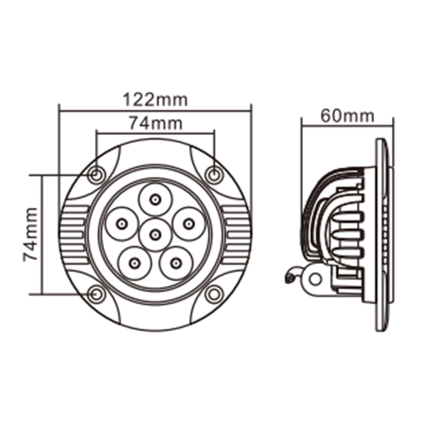 Hella ValueFit Flush Mount 6 LED Round Long Range Off-Road Spot Light