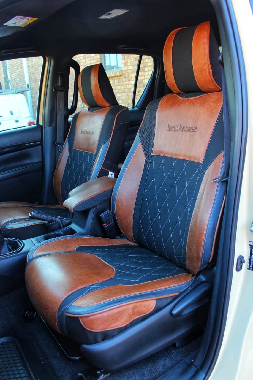 Kremetart Premium Canvas & Leather Seat Covers: Durable, Padded, Laser Engraved Luxury