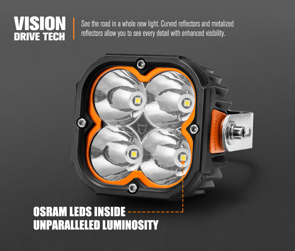 Lightfox Cygnus 5-inch Osram LED Pod Light Pair, 7053 Lumens Off-Road