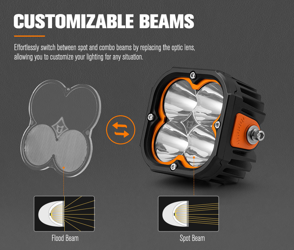 Lightfox Cygnus 5-inch Osram LED Pod Light Pair, 7053 Lumens Off-Road