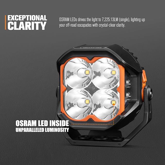 Lightfox 5-Inch Cygnus LED Pod Lights: Dual Side Shooters, IP68 Off-Road