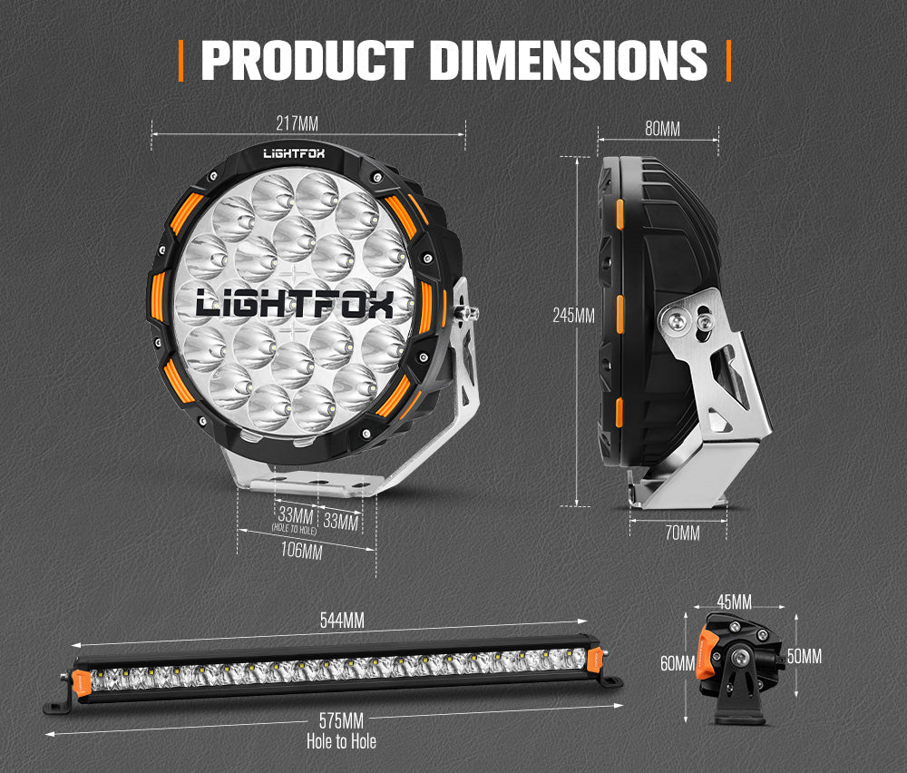 Lightfox OSRAM 9-inch LED Driving Lights & 20-inch Bar Kit