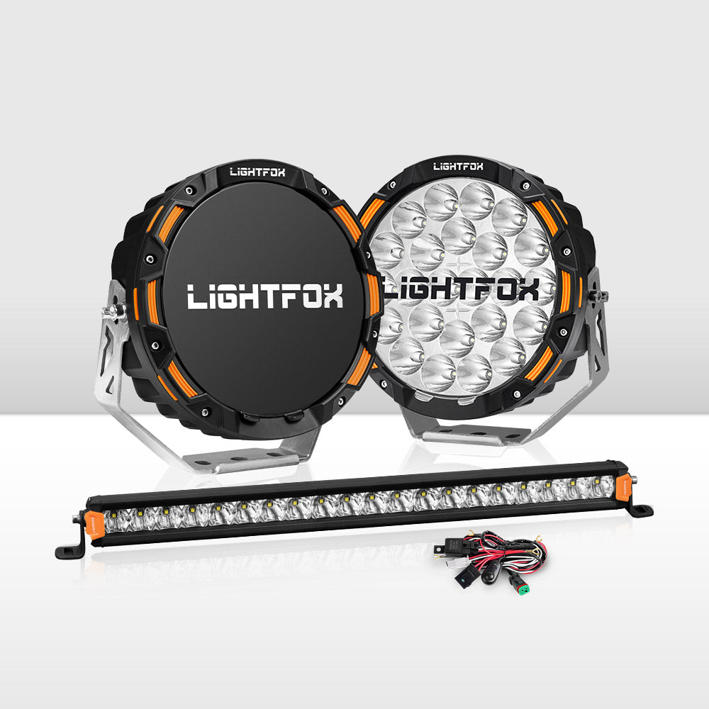 Lightfox OSRAM 9-inch LED Driving Lights & 20-inch Bar Kit