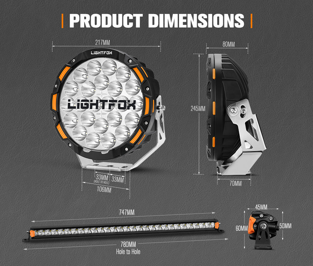 Lightfox OSRAM 9-inch Driving Lights 28-inch LED Bar Combo