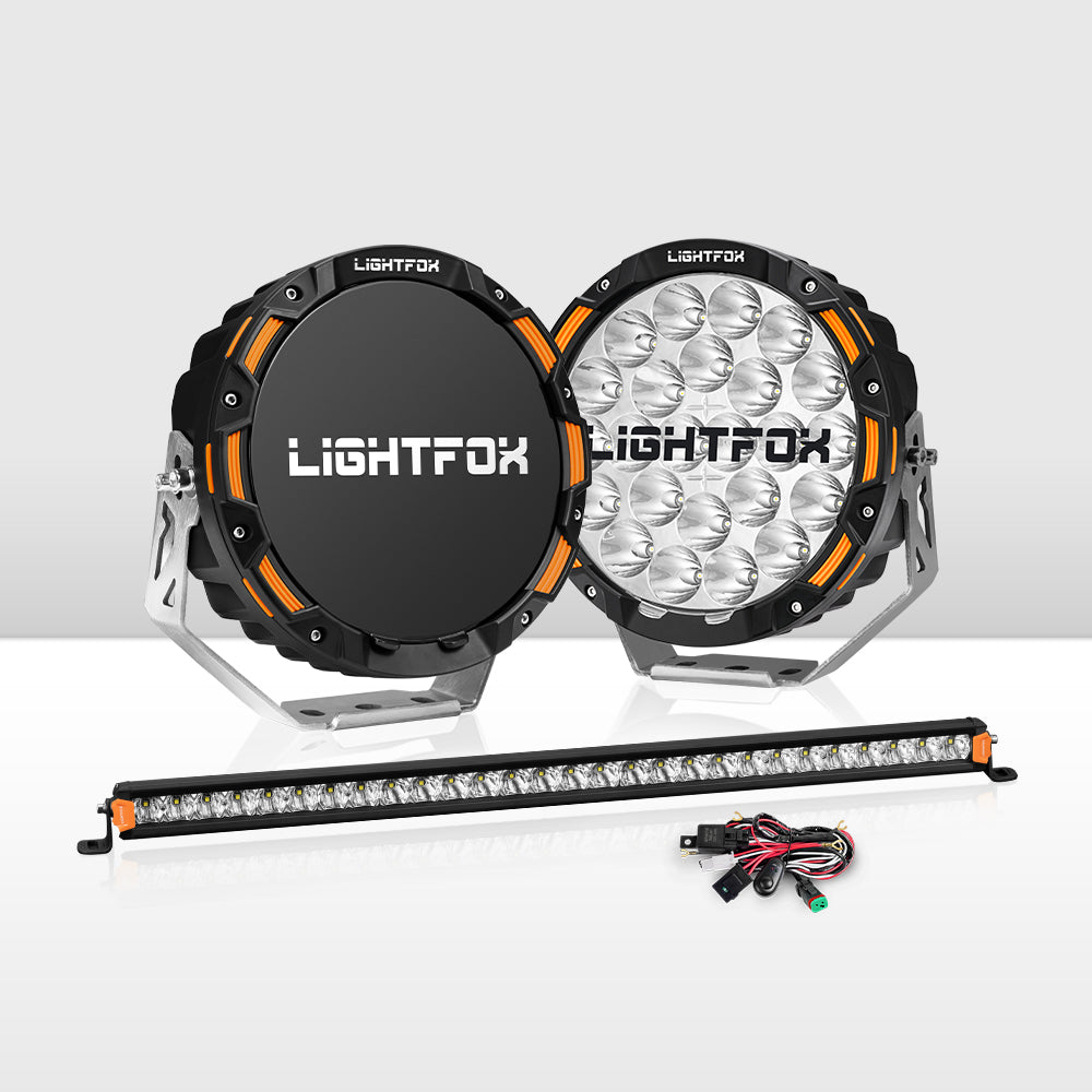 Lightfox OSRAM 9-inch Driving Lights 28-inch LED Bar Combo