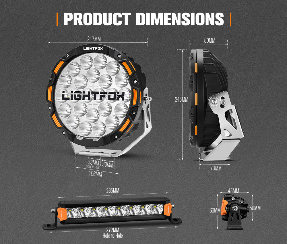 Lightfox OSRAM 9-inch LED Driving Lights & 8-inch Pods Set