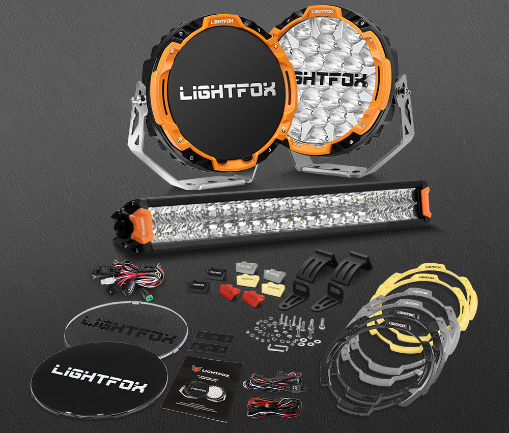 Lightfox Osram 9-inch LED Driving Lights, 20-inch Dual Row Bar Kit