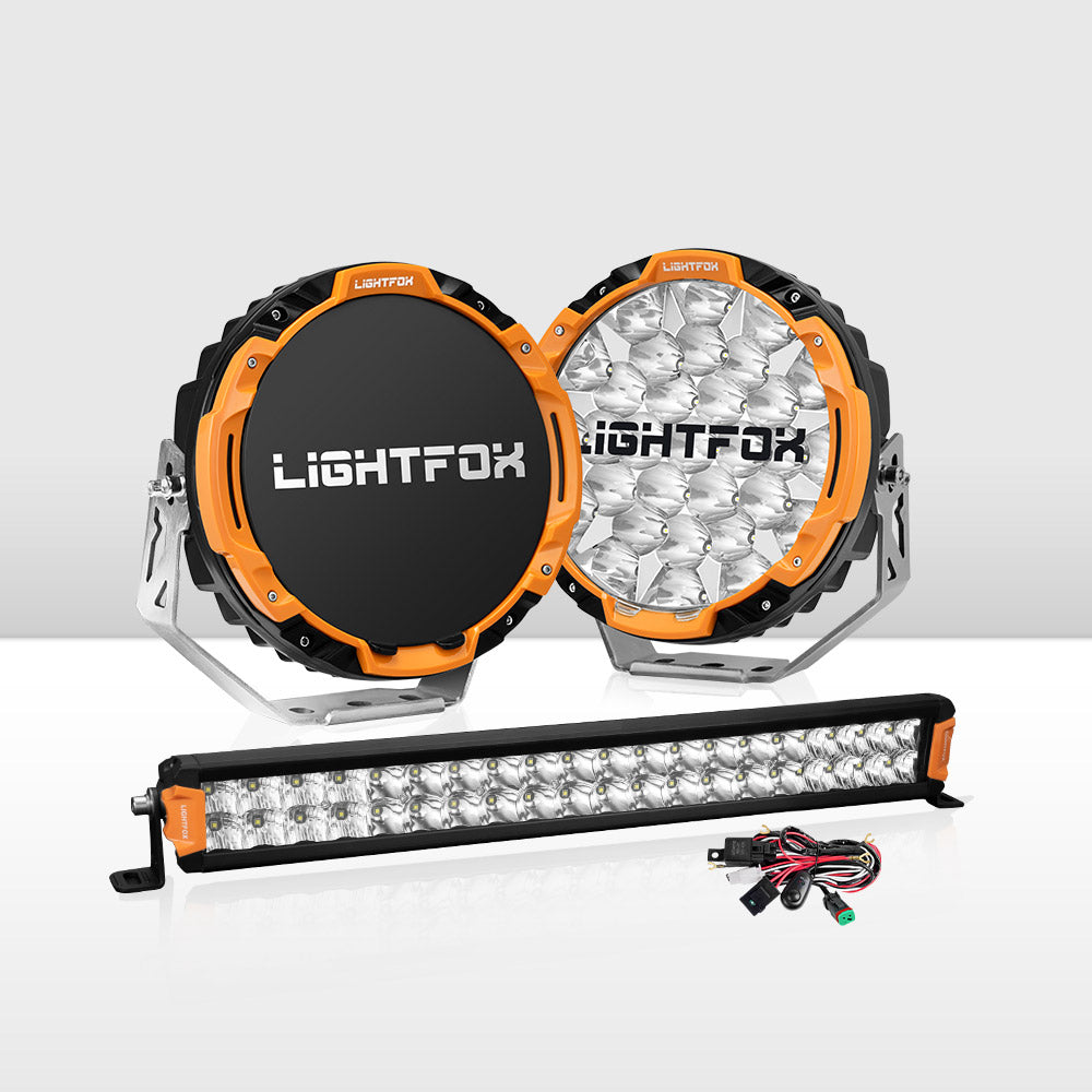 Lightfox Osram 9-inch LED Driving Lights, 20-inch Dual Row Bar Kit