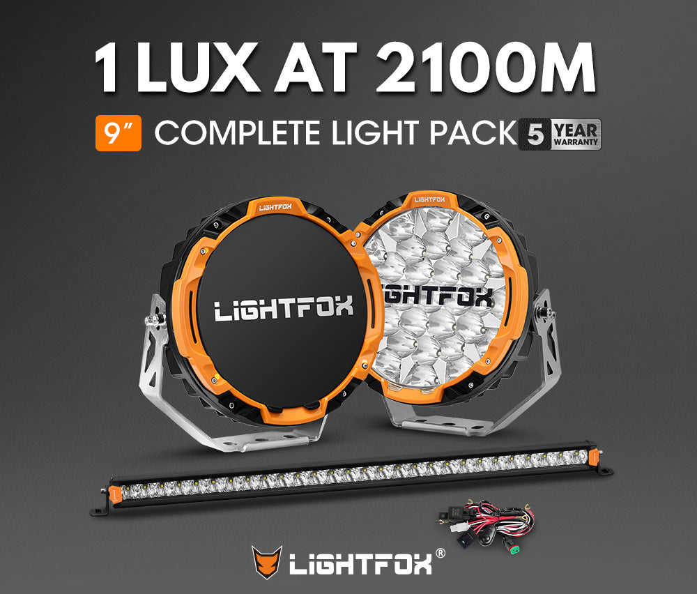 Lightfox Osram 9-inch LED Driving Lights & 28-inch Single Row Bar
