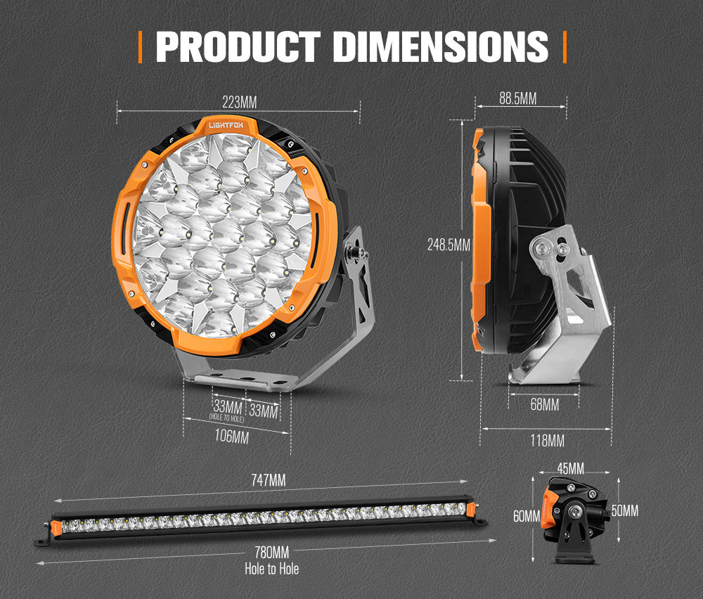 Lightfox Osram 9-inch LED Driving Lights & 28-inch Single Row Bar