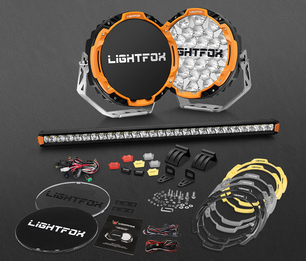 Lightfox Osram 9-inch LED Driving Lights & 28-inch Single Row Bar