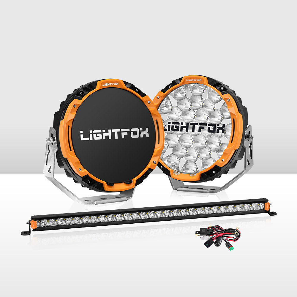 Lightfox Osram 9-inch LED Driving Lights & 28-inch Single Row Bar
