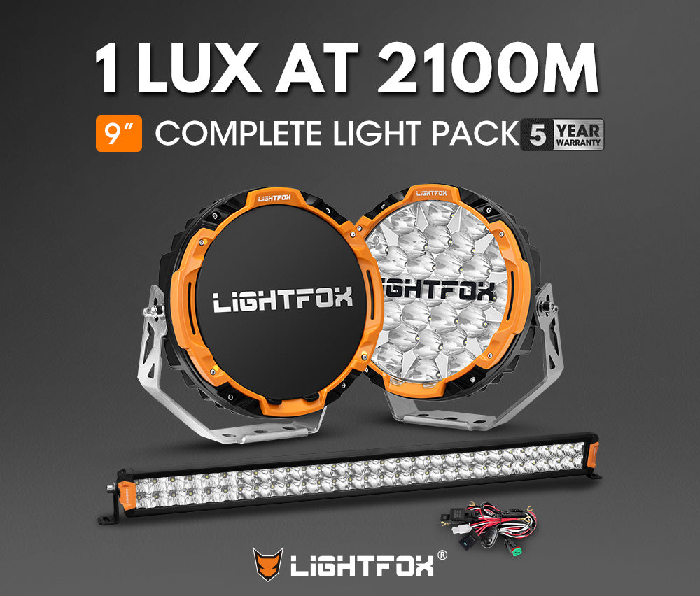 Lightfox Osram 9-Inch LED Driving Lights & 30-Inch Dual Row Light Bar Kit