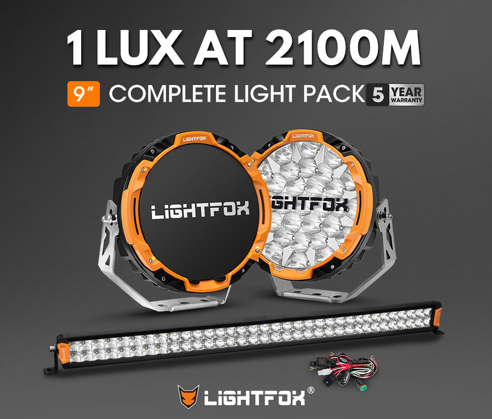 Lightfox Osram 9" LED Driving Lights, 40" Dual Row Light Bar Kit