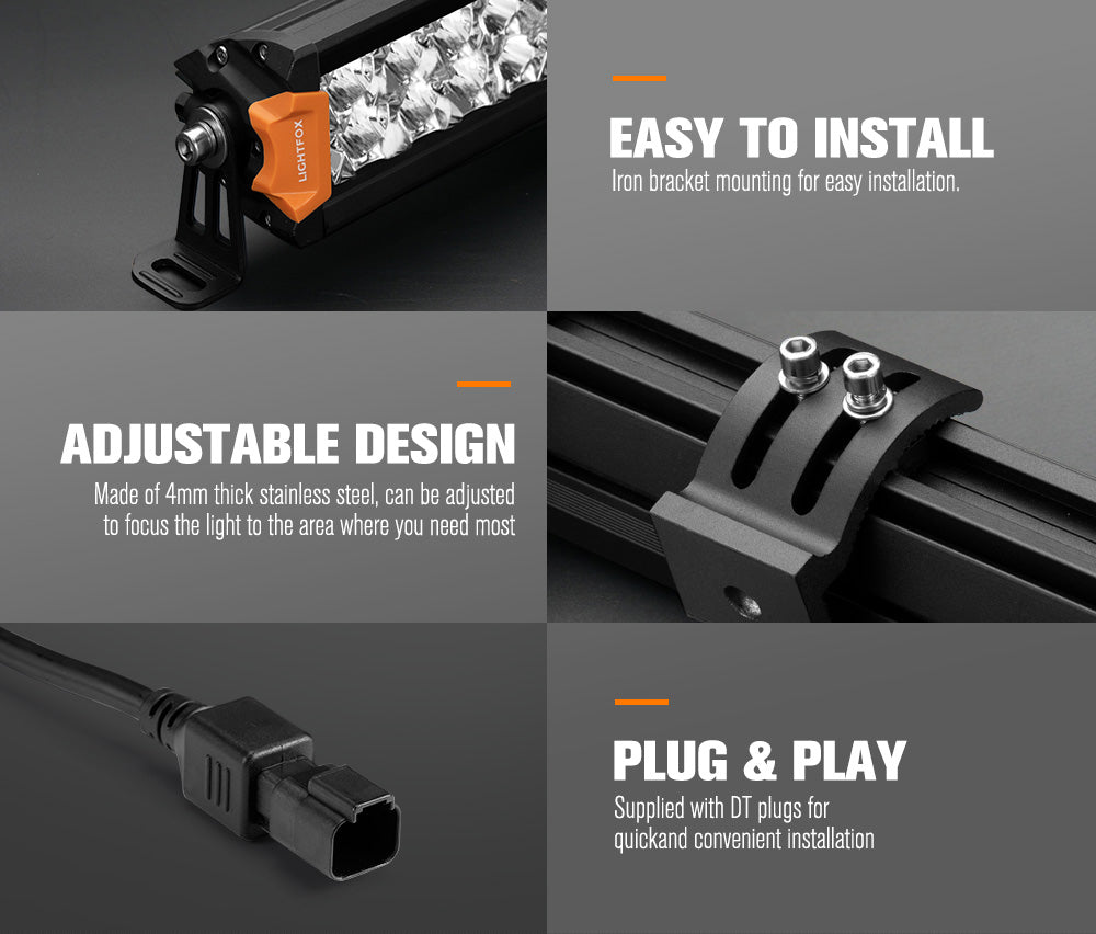 Lightfox Osram 9" LED Driving Lights, 40" Dual Row Light Bar Kit