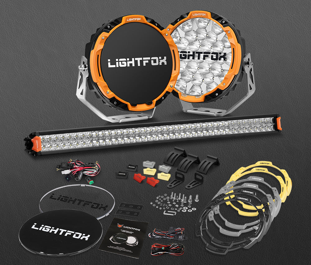 Lightfox Osram 9" LED Driving Lights, 40" Dual Row Light Bar Kit