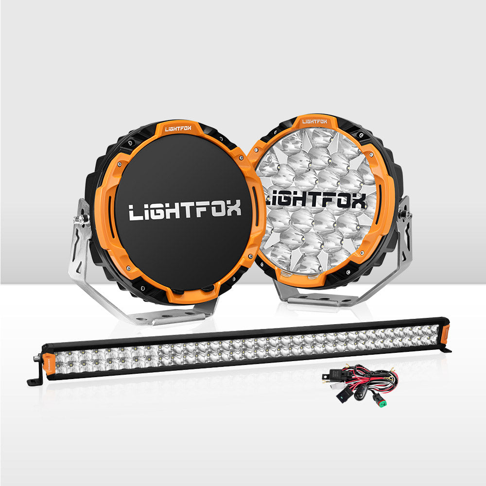 Lightfox Osram 9" LED Driving Lights, 40" Dual Row Light Bar Kit