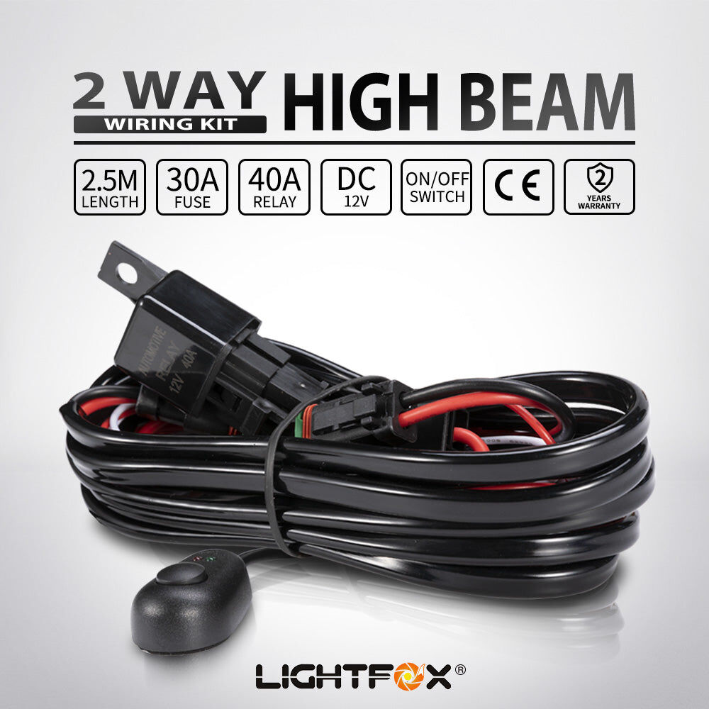 Lightfox Dual High Beam Wiring Loom Harness Kit for LED Driving Lights