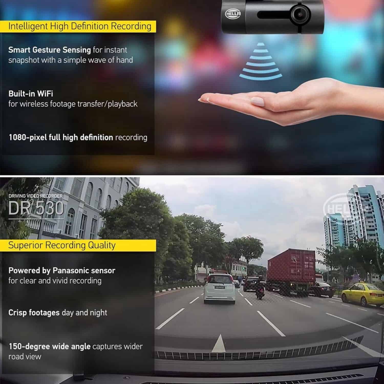 HELLA DR 530 Full HD Driving Video Recorder with GPS, WiFi, Night Vision