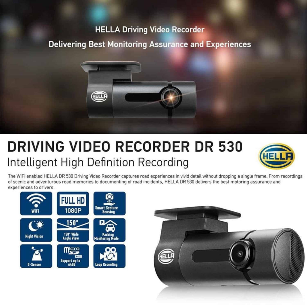 HELLA DR 530 Full HD Driving Video Recorder with GPS, WiFi, Night Vision