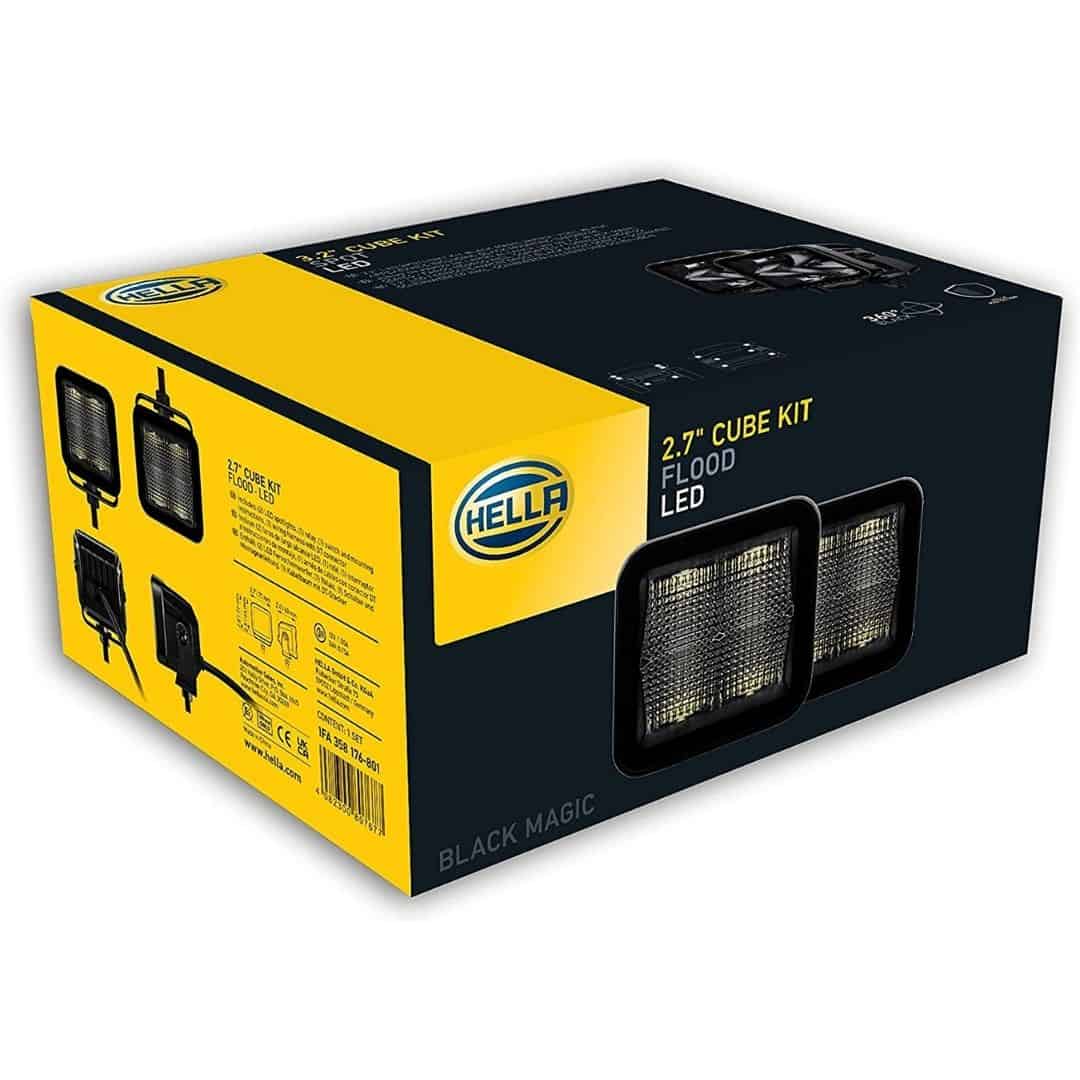 Hella Black Magic 2.7-inch LED Cube Flood Light Kit Off-Road Auxiliary