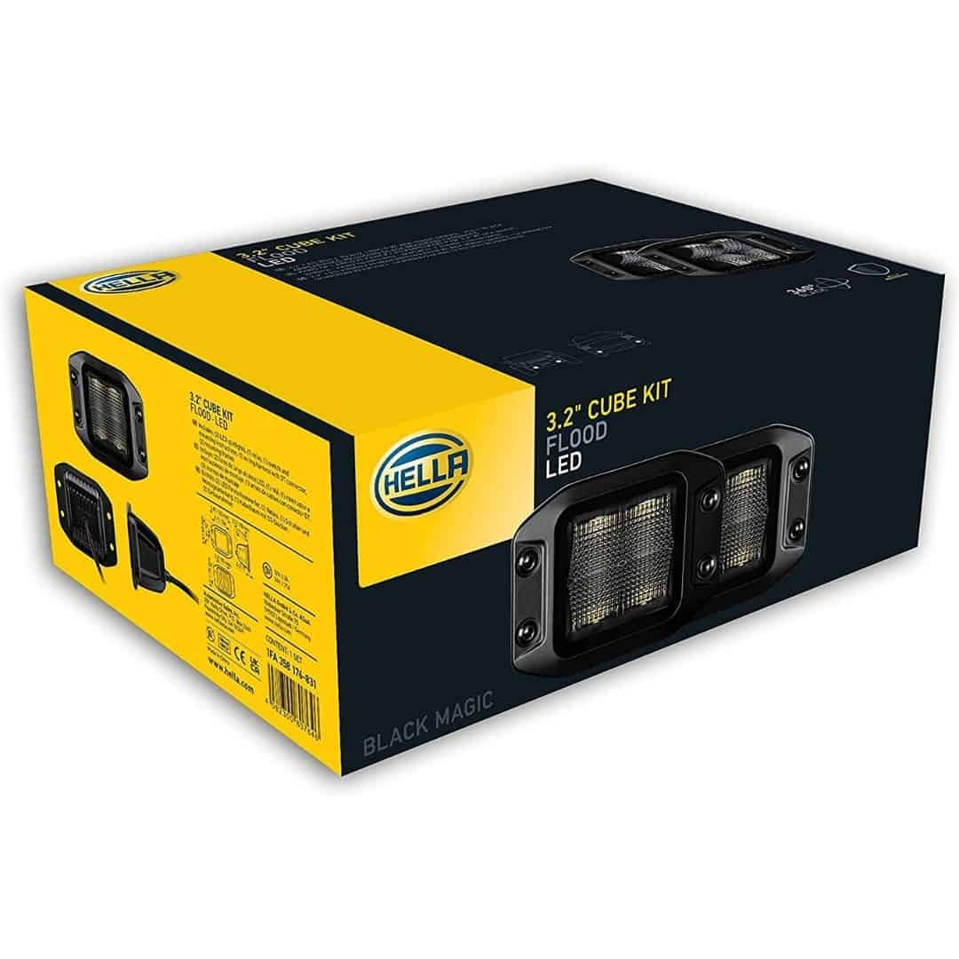 Hella Black Magic 3.2-inch LED Cube Kit: Off-Road Flood/Flush Mount Lights