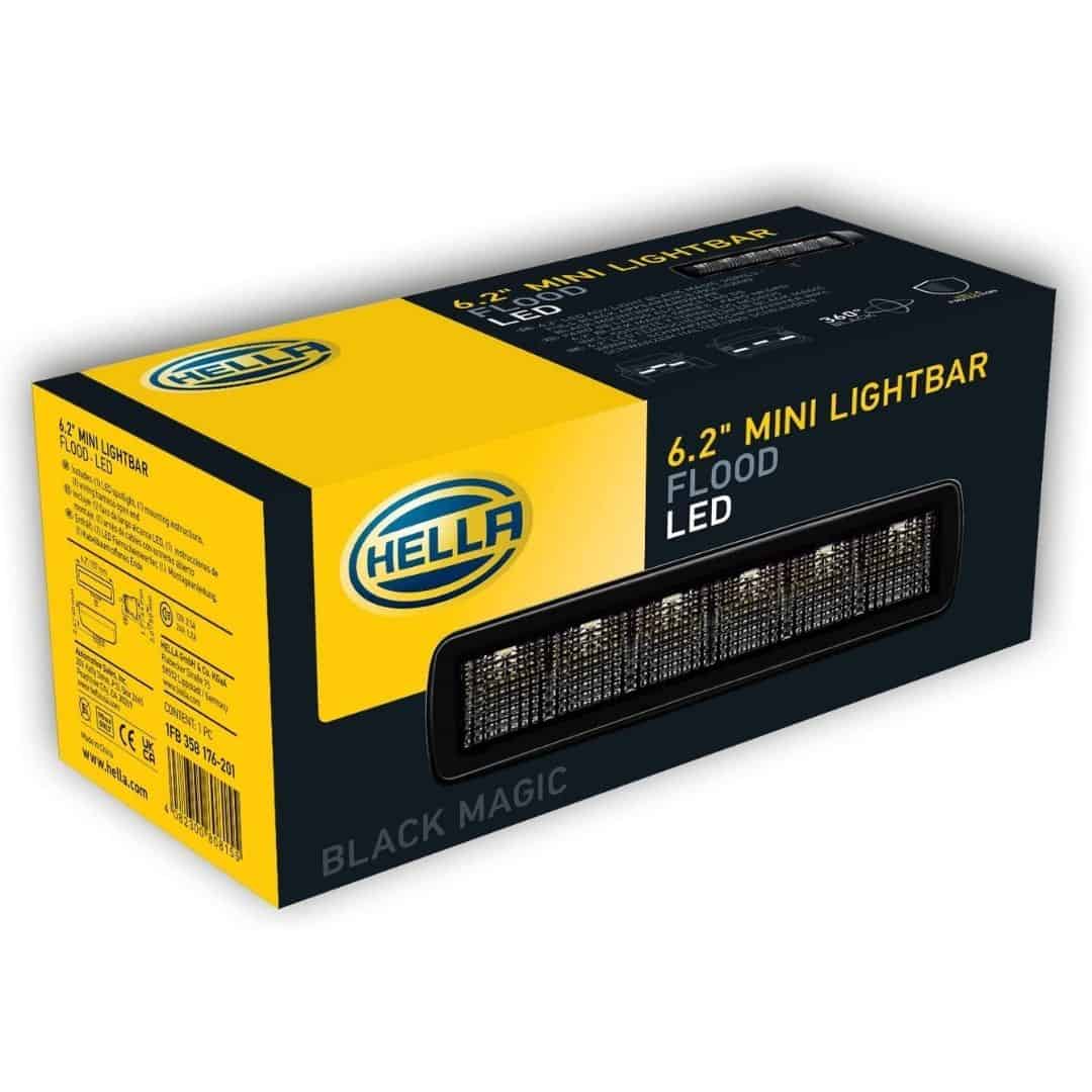 Hella Black Magic 6.2-inch Powerful LED Mini Flood Lightbar for Off-Road