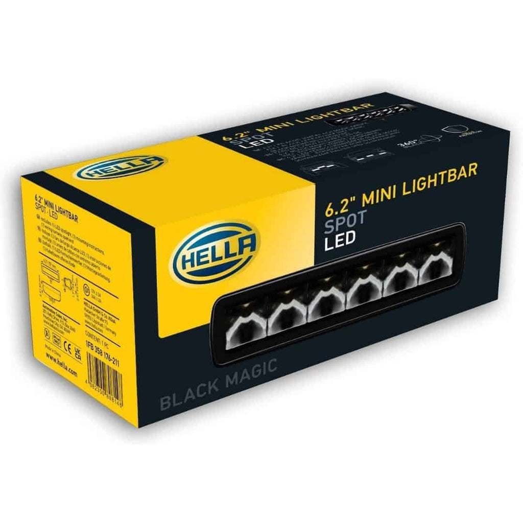 Hella Black Magic 6.2-inch LED Mini Spot Beam Lightbar for Off-Road Vehicles