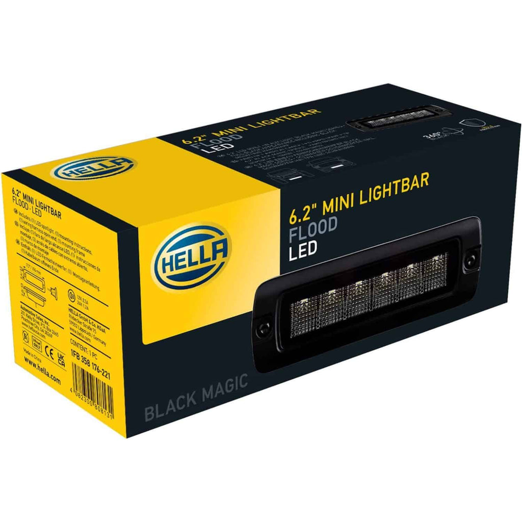 Hella Black Magic 6.2" LED Mini Light Bar - Single Flush Mount Flood