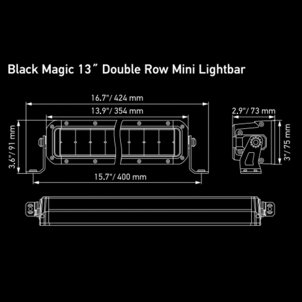 Hella Black Magic Tough 13-Inch LED Mini Lightbar for Off-Road Adventures
