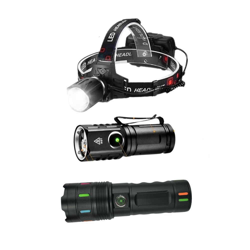 Ultimate 3-in-1 Lighting Kit: 6500lm Torch, 4000lm Headlamp, 2000lm Pocket Light