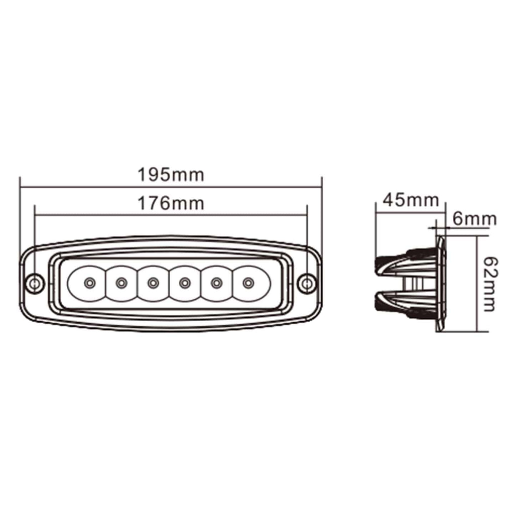 Hella ValueFit Flush Mount 6 LED Long Range Off-Road Light Bar