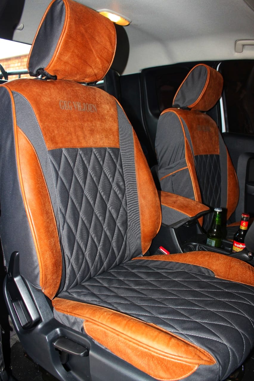 Hardekool Premium Canvas Leather Seat Covers for Trucks SUVs - Diamond Stitch