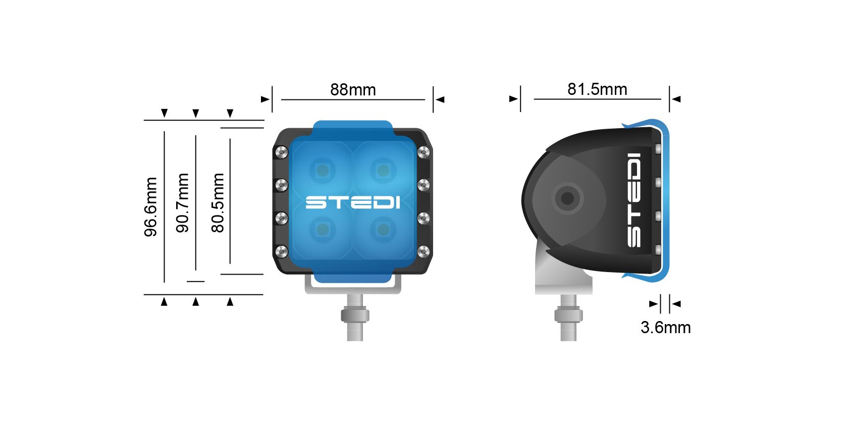 STEDI C-4 High-Performance LED Spot Light Cube for Off-Road Vehicles