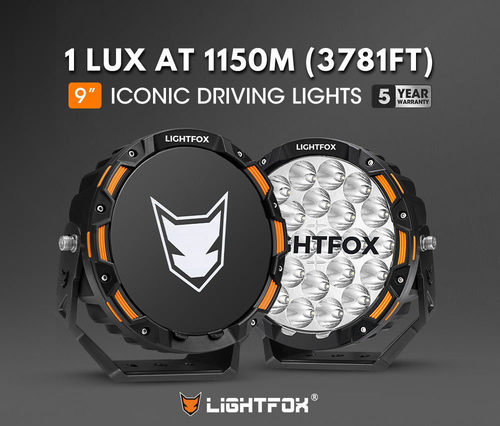 Powerful 9-Inch Lightfox LED Driving Lights: 20,200 Lumens, 3,781ft Beam