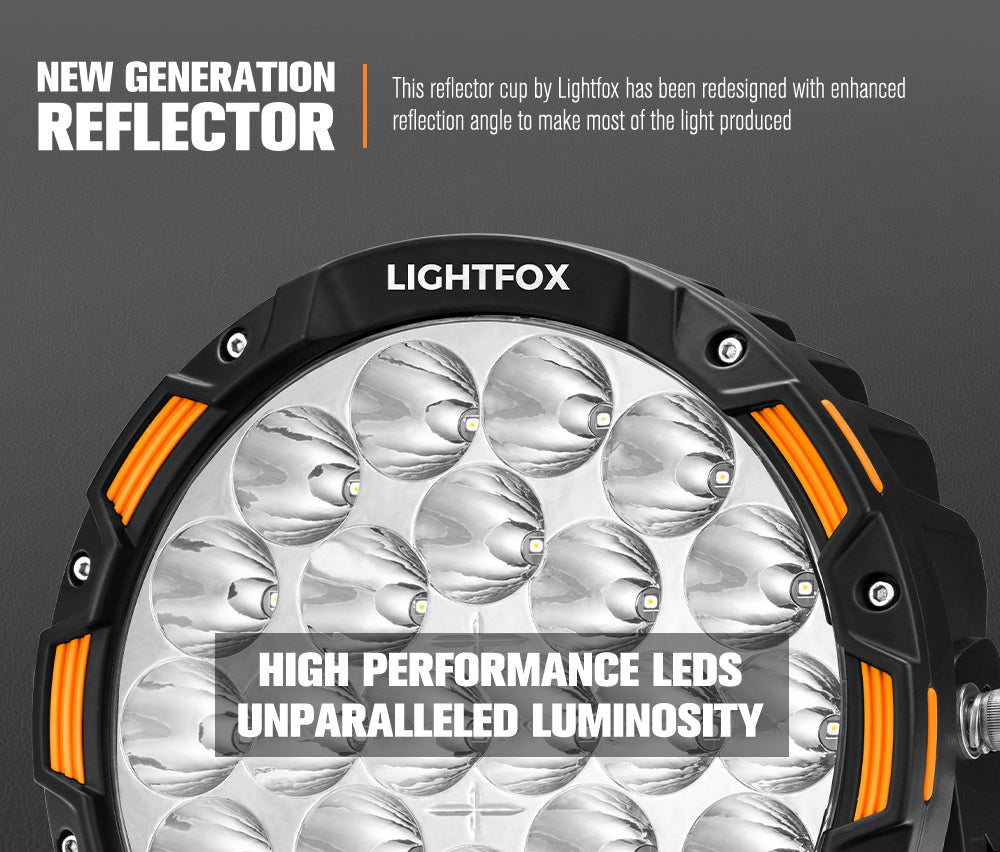 Powerful 9-Inch Lightfox LED Driving Lights: 20,200 Lumens, 3,781ft Beam