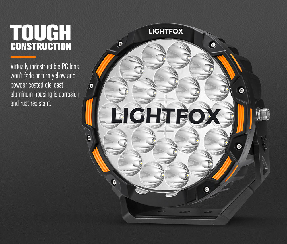 Powerful 9-Inch Lightfox LED Driving Lights: 20,200 Lumens, 3,781ft Beam
