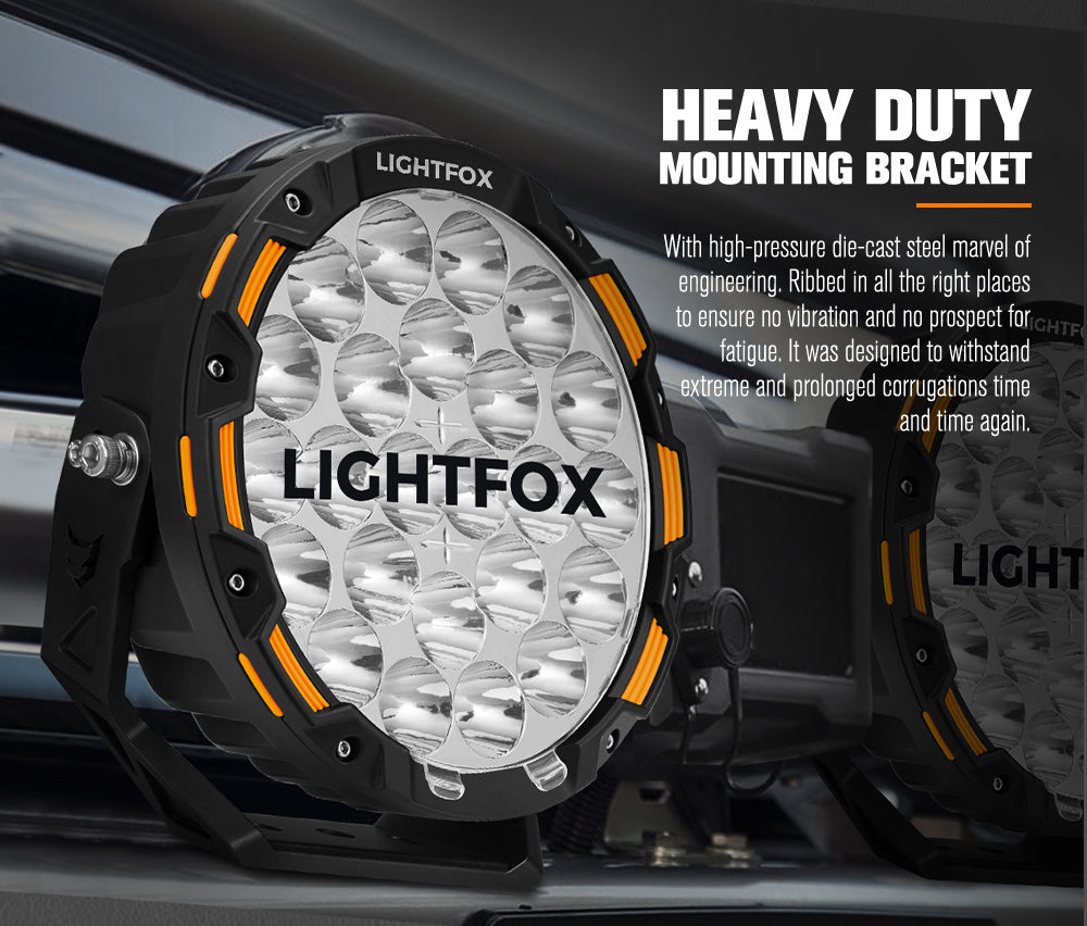 Powerful 9-Inch Lightfox LED Driving Lights: 20,200 Lumens, 3,781ft Beam