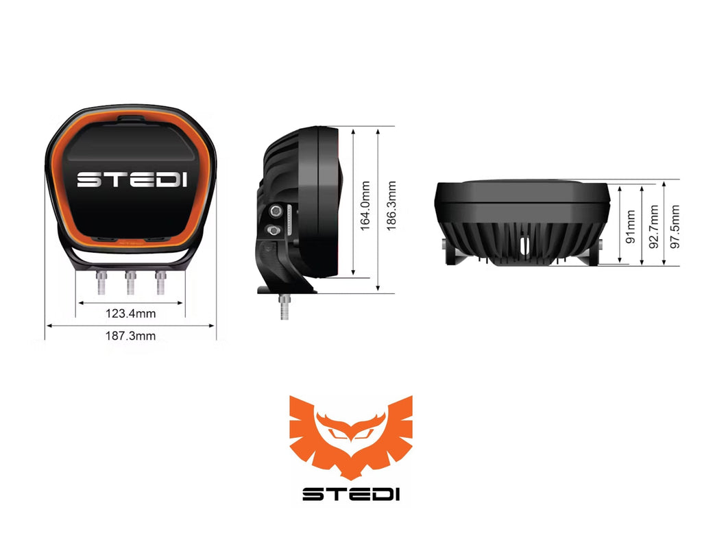 STEDI Type-X Evo 7-Inch Flood Beam LED Driving Light Adventure Ready