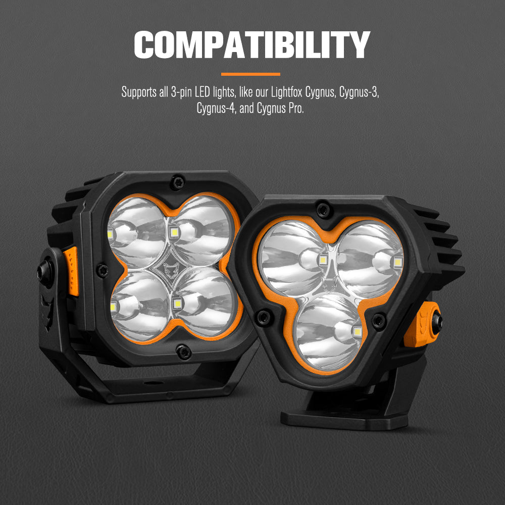 Lightfox High Beam Wiring Harness DT 3-Pin Connector LED Pod Light Kit