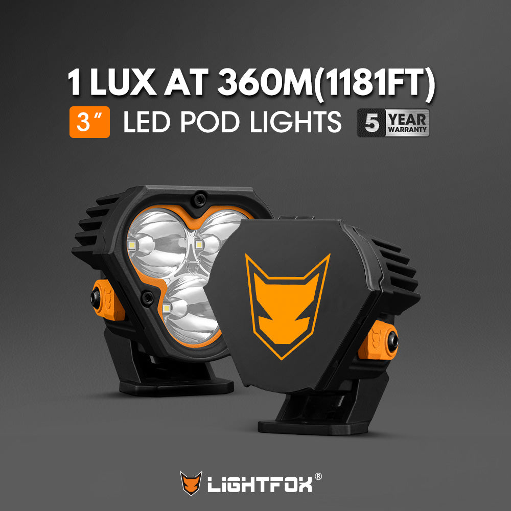 Lightfox Cygnus-3 3-inch 3236 Lumen IP68 Off-Road LED Pod Lights Pair