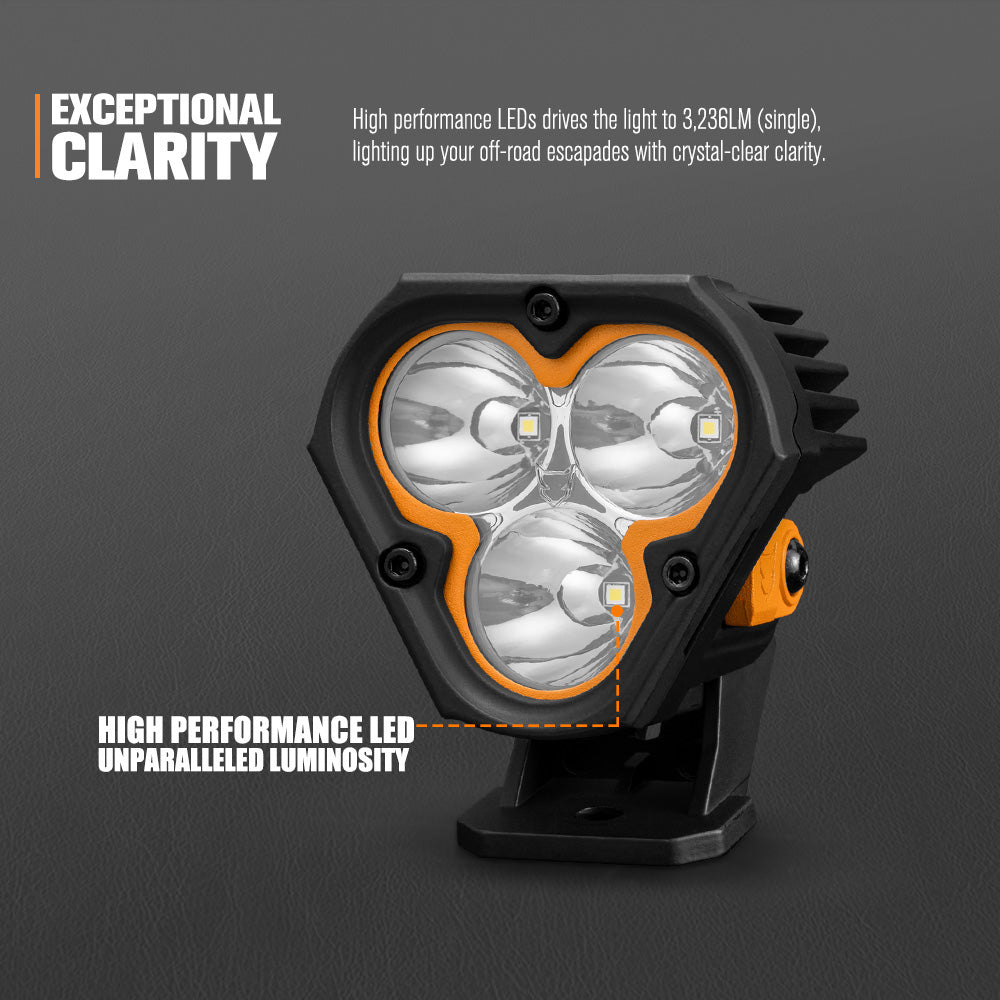 Lightfox Cygnus-3 3-inch 3236 Lumen IP68 Off-Road LED Pod Lights Pair