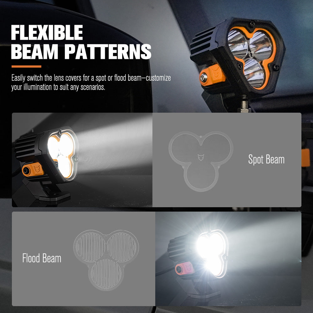 Lightfox Cygnus-3 3-inch 3236 Lumen IP68 Off-Road LED Pod Lights Pair