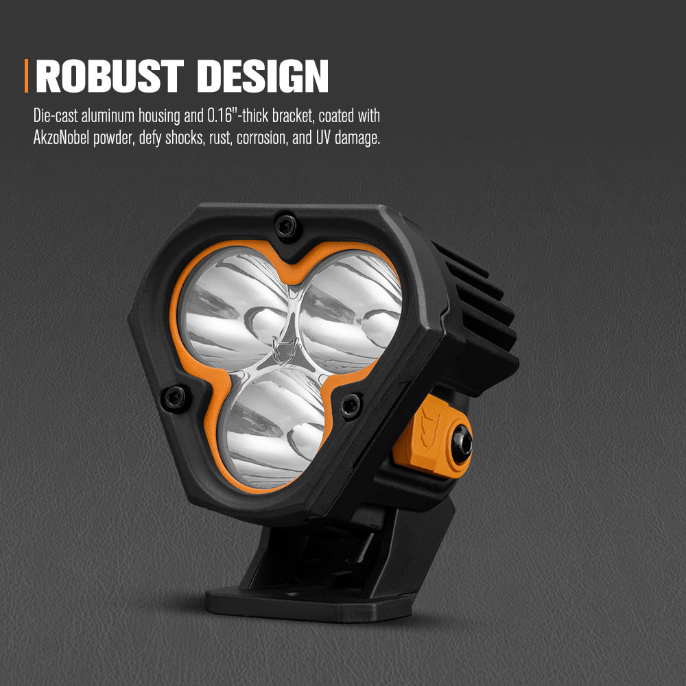 Lightfox Cygnus-3 3-inch 3236 Lumen IP68 Off-Road LED Pod Lights Pair