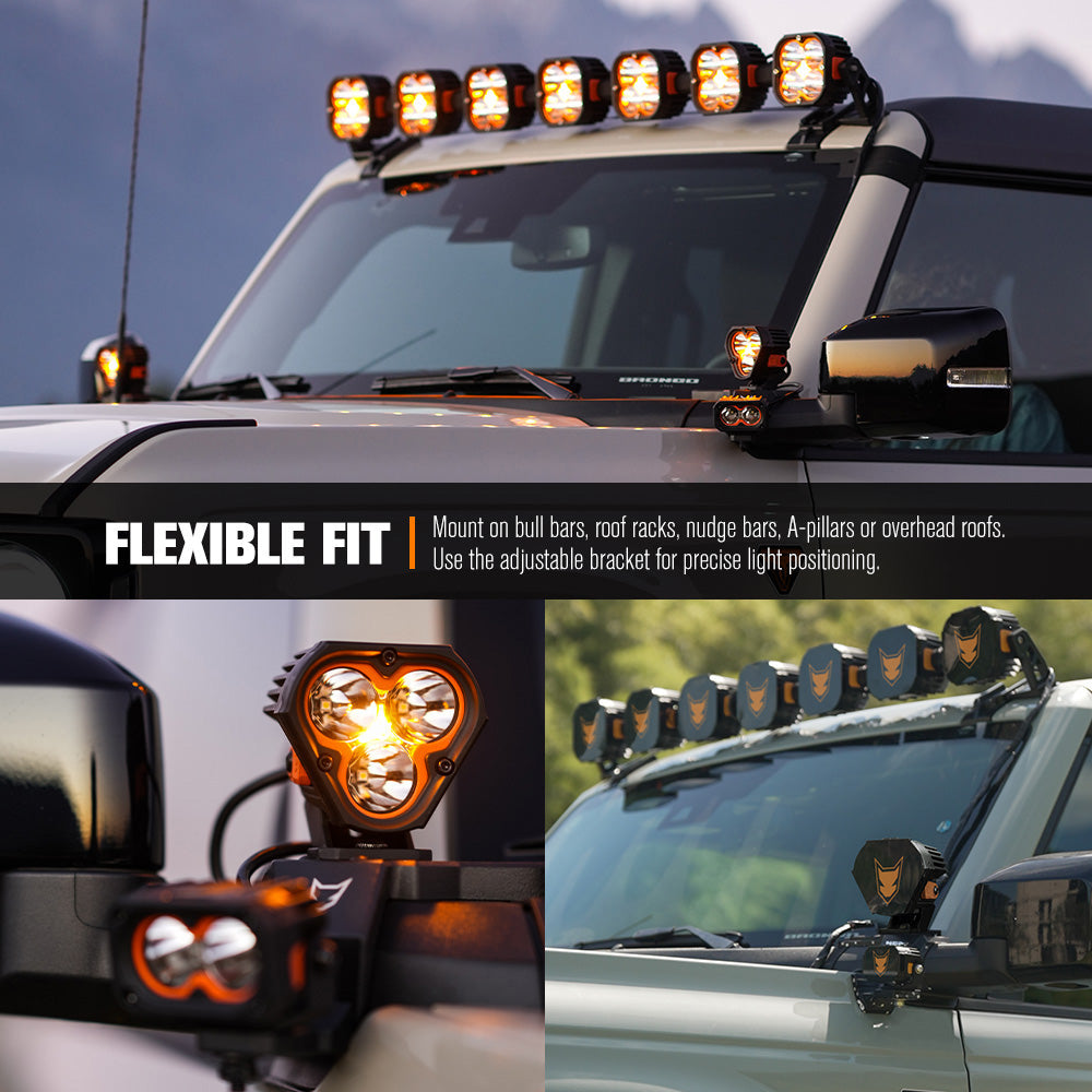 Lightfox Cygnus-3 3-inch 3236 Lumen IP68 Off-Road LED Pod Lights Pair