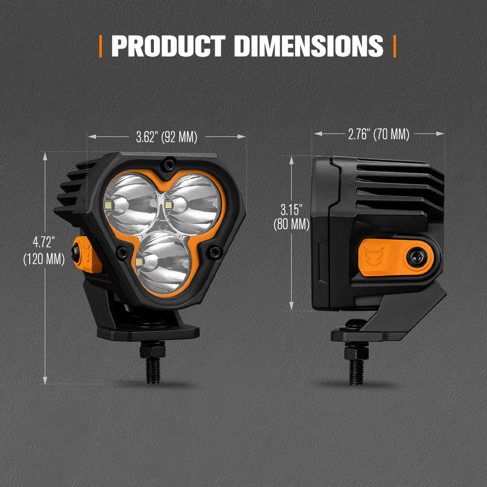 Lightfox Cygnus-3 3-inch 3236 Lumen IP68 Off-Road LED Pod Lights Pair
