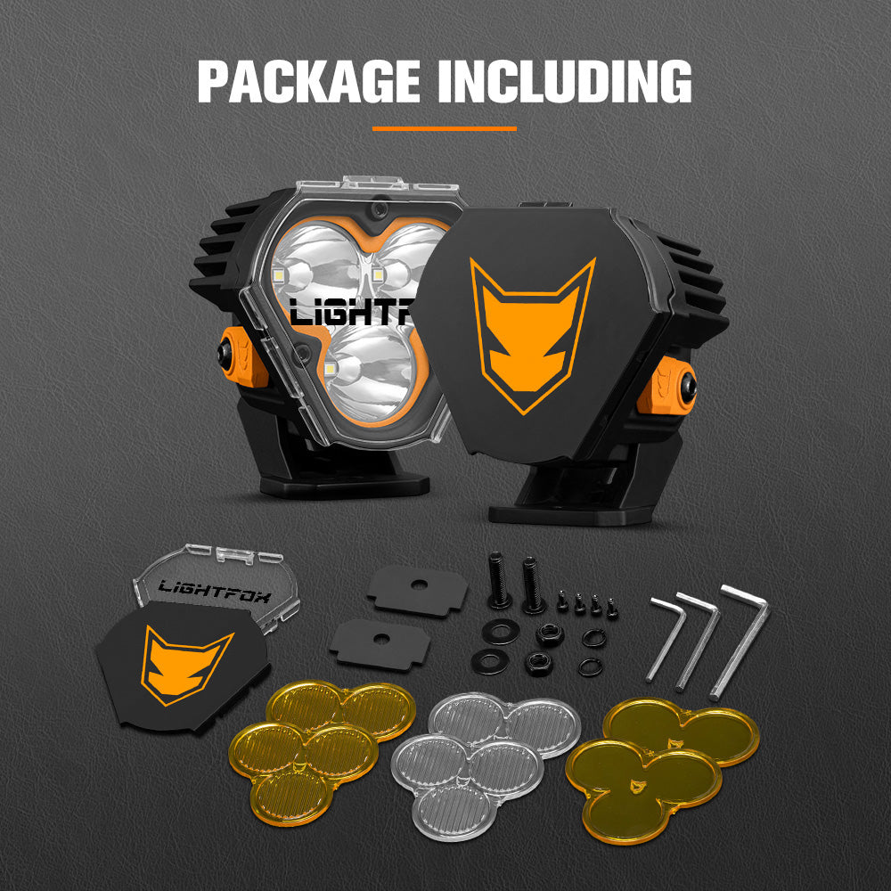 Lightfox Cygnus-3 3-inch 3236 Lumen IP68 Off-Road LED Pod Lights Pair